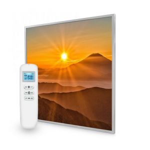 595x595 Sunset Mountains Picture Nexus Wi-Fi Infrared Heating Panel 350W - Grade A - White Frame